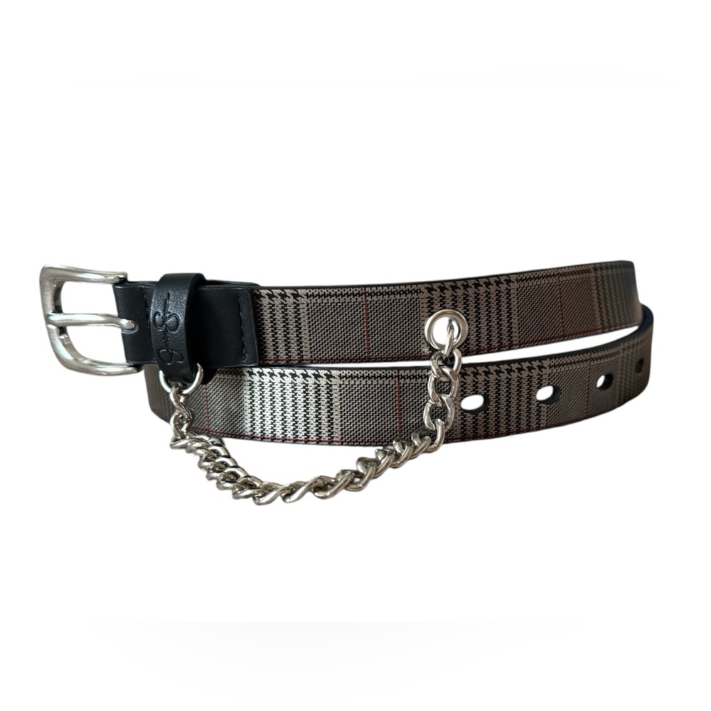 Jessica Simpson Plaid Taupe and Red Women’s Belt with Chain Accessories
